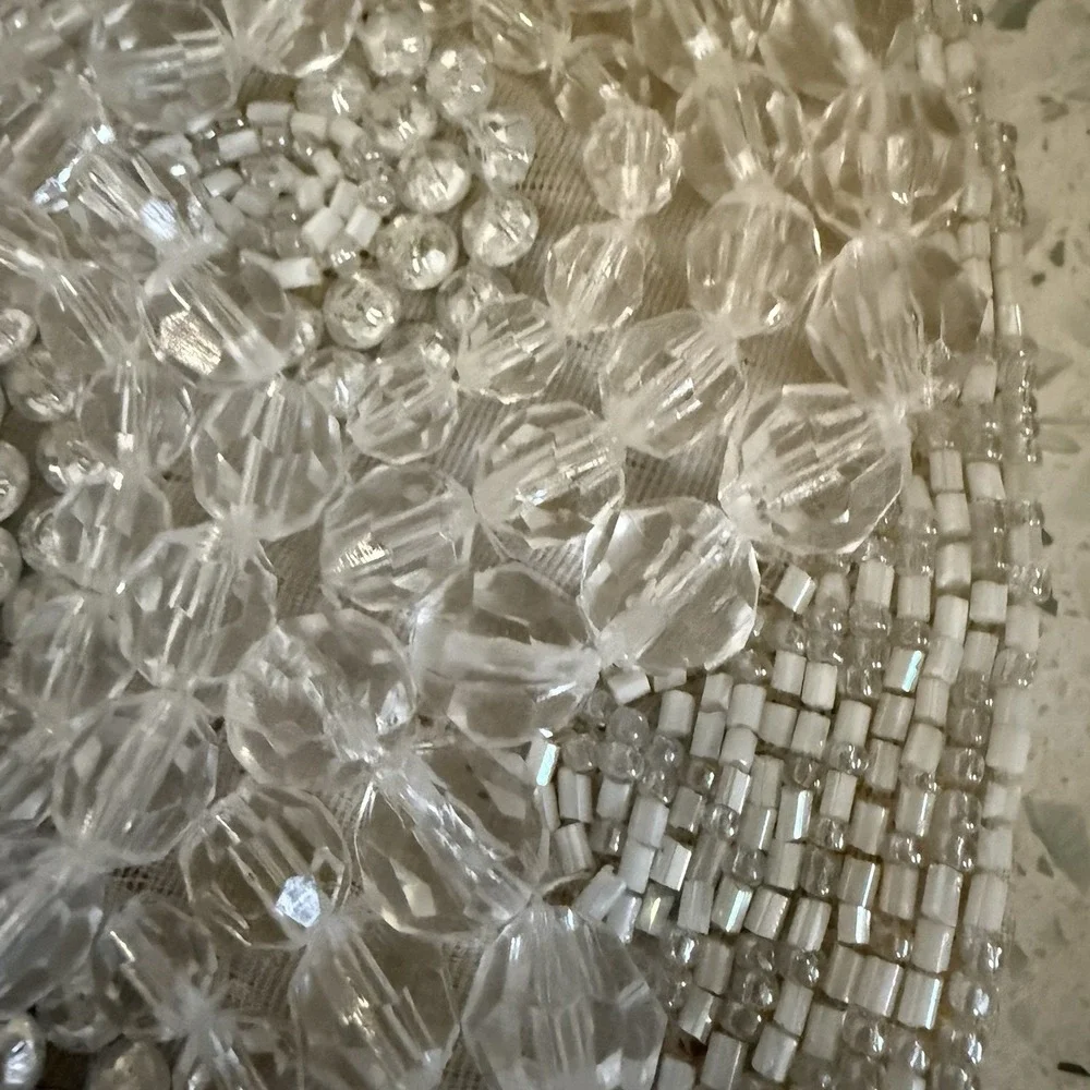 Kim Seybert Pair Glass Beaded Iridescent Placemat Extra Beads Retired New 457305